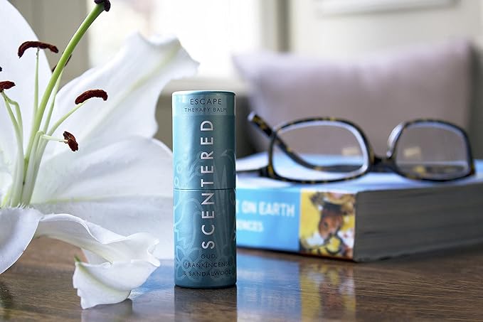 Scentered Aromatherapy Balm Stick - Escape - Natural Calm Essential Oil Roll On - Meditation Aid for Relaxation & Self-Care - 100% Natural: Frankincense, Oud, Sandalwood - Mindfulness Gifts for Women - Bloomnest