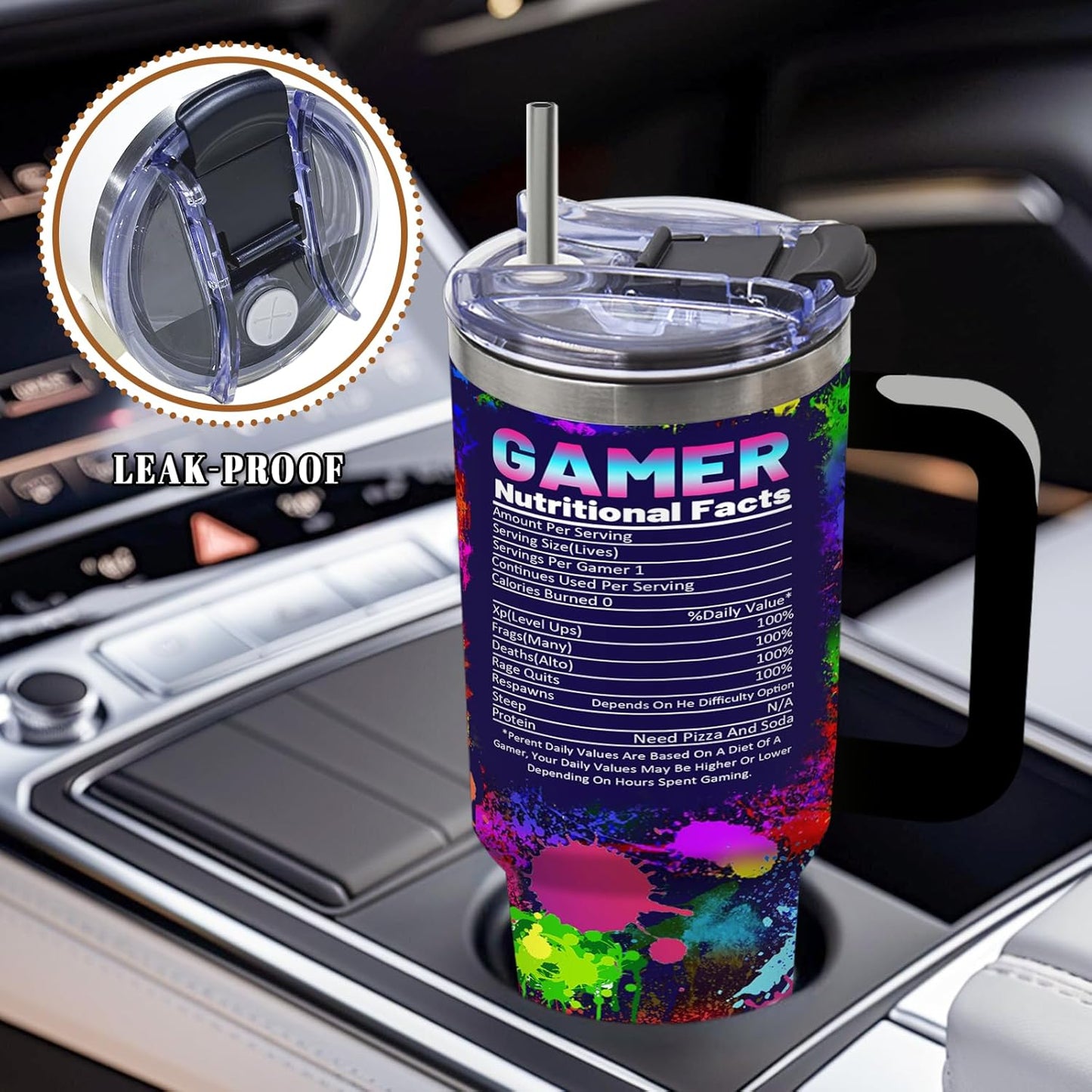 DUUV Gamer Gifts for Men, Video Game Tumbler 40 Oz, Cool Gaming Gifts for Men Teenage Boys Kids Teen Son Adults Dad Husband, Game Room Decor Gift Ideas, Gift for Christmas Thanksgiving, 1PCS