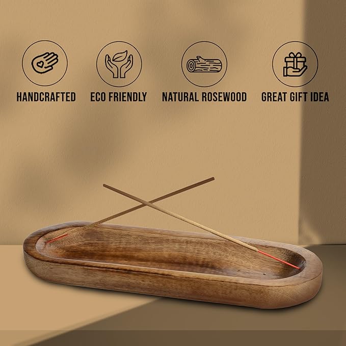 raajsee Wooden Brown Incense Holder -Incense Burner Holder –Ash Catcher - Incense Stick Holder - Meditation & Yoga - Great Gift for Any Occasion Size 11x4 inch - Bloomnest