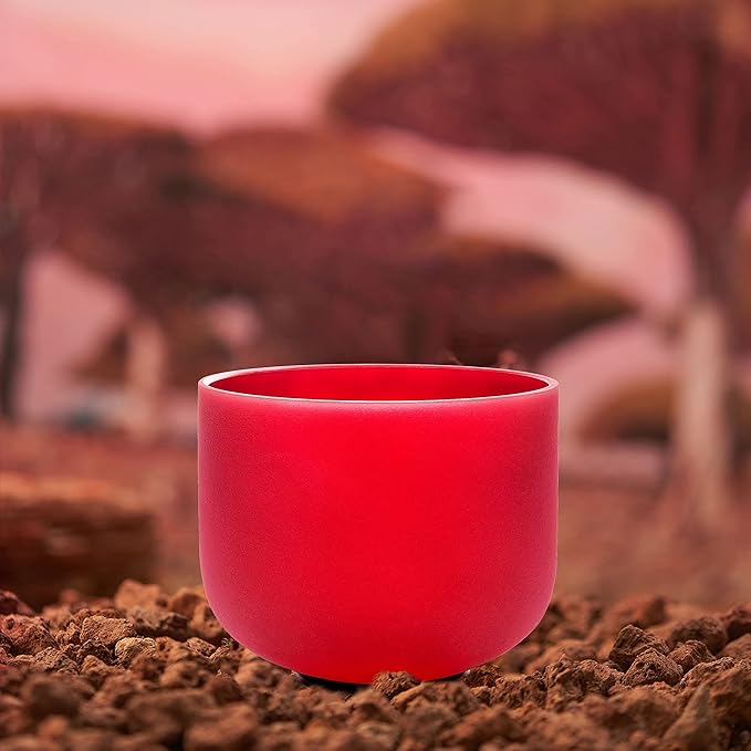 TOPFUND 7 inch Red C Note Crystal Singing Bowl Root Chakra Meditation Sound Healing - Bloomnest