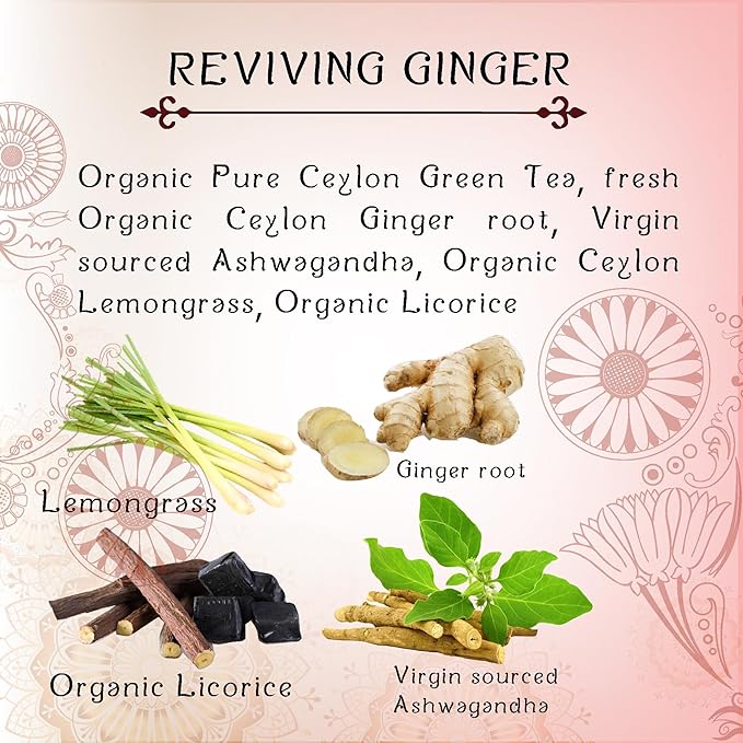 Tรฉrapy Ceylon GINGER & HONEY Tea | Organic Herbal Tea Bags | 100% Natural Ayurvedic Ingredients Including Organic Ginger, Wild Beeโs Honey, Ashwagandha & Lemongrass | 20 Individually Wrapped Tea Bags - Bloomnest