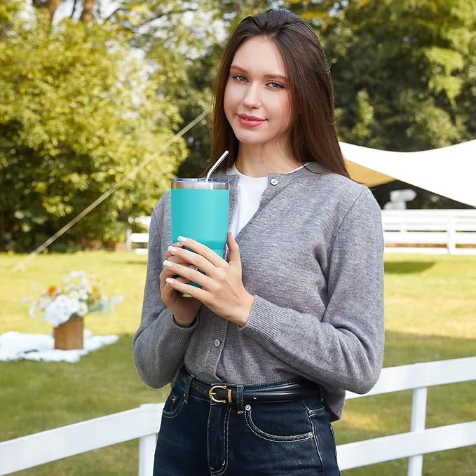 MEWAY 30oz Tumbler Double Wall Vacuum Insulated Travel Mug, Stainless Steel Tumbler with Lid, Durable Powder Coated Insulated Coffee Cup for Cold & Hot Drinks (Lake Blue,1 PACK) - Bloomnest