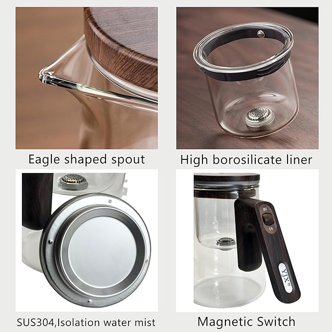Small 25.4oz Enchanted Glass Teapot, YJX Magnetic Brewing Tea Pot Designed for Convenience, Witchcraft Magic with Strainer for Separation of Loose Tea and Water (750ml) - Bloomnest