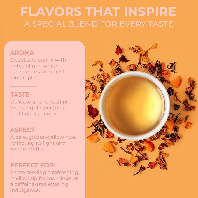 Katy’s Peach Bellini Loose Leaf Tea | Fruity & Refreshing Light White Herbal Tea | Apple, Peach & Mango | Caffeine-Free Tea | 30+ Cups | Hot or Iced | Premium Quality, Woman-Owned | 2.75oz Pouch - Bloomnest