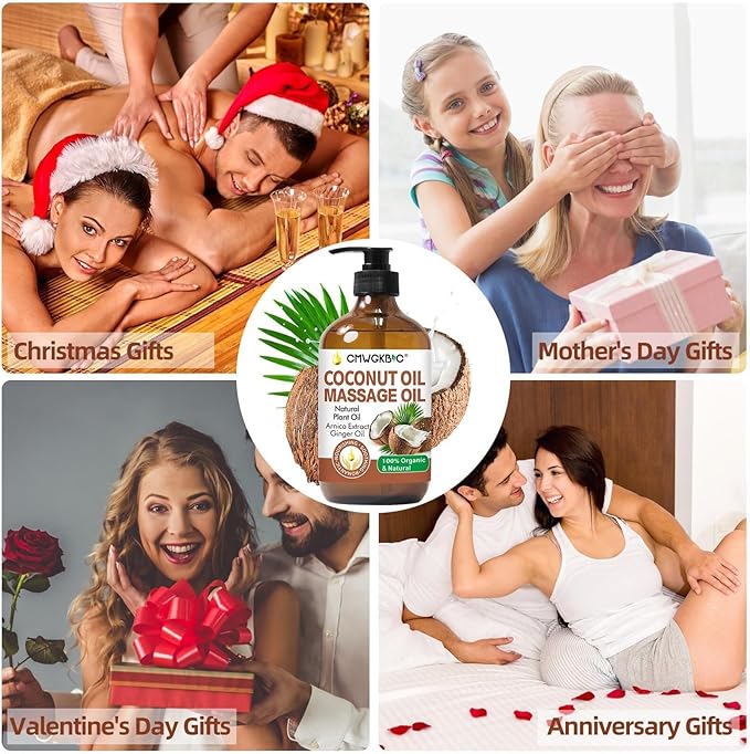 Coconut Oil Massage Oil for Massage Therapy- Relaxing Massage Oil,Carrier Oil for Essential Oils,Non-Greasy Coconut Oil for Skin and Hair,Massage Oils for Date Night Spa Body Oil for Women Men - Bloomnest