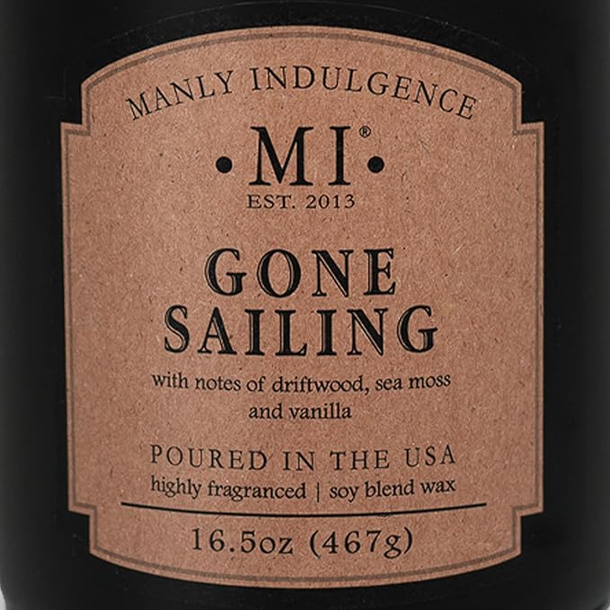 Manly Indulgence Gone Sailing Scented Candles for Men, 2 Wick, 16.5 oz, Premium Soy Blend Wax, 60H Burn, Candles for Home Scented - Made in The USA - Bloomnest
