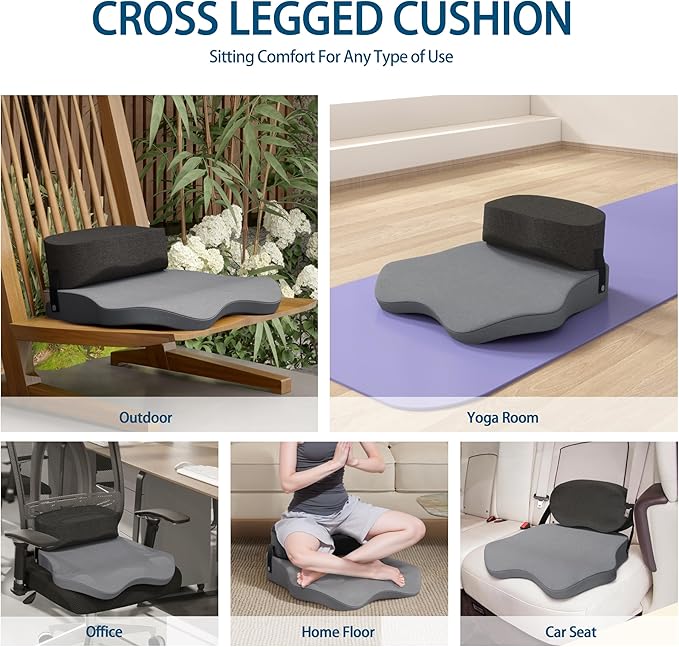 Meditation Cushion for Sitting on Floor, Office Chair Cushion for Cross Leg Sitting, Foam Bolster for Back Support, Large Floor Cushion Seating for Adults 22.8 x 21.6 Inch - Bloomnest