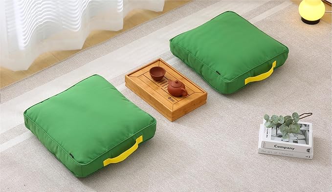 Large Floor Pillow Meditation Cushion Square Floor Cushions for Adults,Premium Washable Outdoor Cushions Seat-Yoga Pillows for Sitting on Floor 18" Green