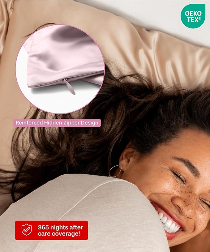 SUNDAYSILKS™ 100% Mulberry Silk Pillowcase, Silk Pillow Cases for Hair & Skin, Superior to Satin Pillowcase, with Zipper, Standard, Queen, King Sizes, Anti-Wrinkle, Cooling, Non-Slip Silk Pillowcases - Bloomnest