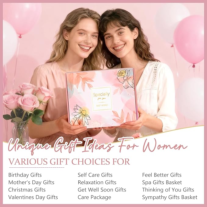 Valentines Day Gifts for Women, Self Care Gifts Get Well Soon Gift Baskets, Relaxing Spa Gift Basket for Mother's Day, Birthday Gift for Women Mom Her Best Friends Sister Wife
