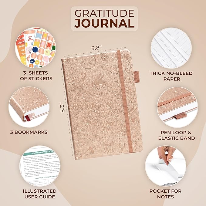 Clever Fox Gratitude Journal β Happiness, Positivity & Affirmation Daily Journal β Inspirational Daily Notebook β 3 Months, A5 (Rose Gold) - Bloomnest