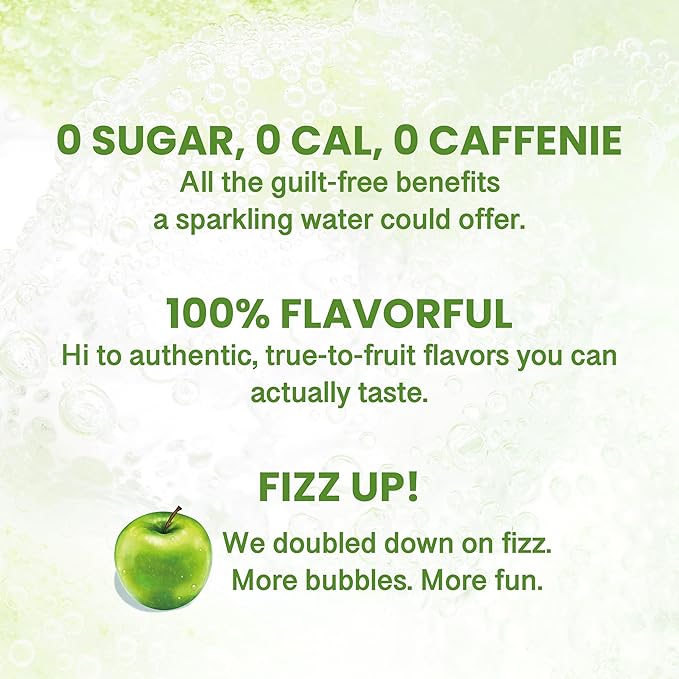 CHI FOREST Flavored Sparkling Water Beverage, Green Apple, Zero Sugar, 16.2 fl oz Bottles (pack of 15) - Bloomnest