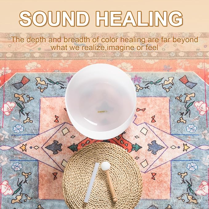 Singing Bowls 432hz F Note 8-Inch Crystal Singing Bowl With A Free Mallet And O-Ring For Sound Healing, Meditation, Yoga, And Sound Baths - Bloomnest