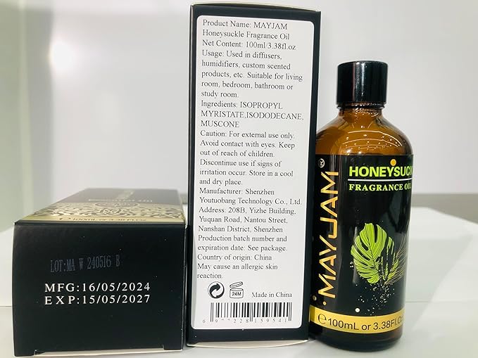 MAYJAM 100ML/3.38FL.OZ Honeysuckle Fragrance Oils with Glass Dropper, Essential Oils for Diffusers for Home, Long Lasting Scented Oils for Diffusers Soap Candle Making - Bloomnest