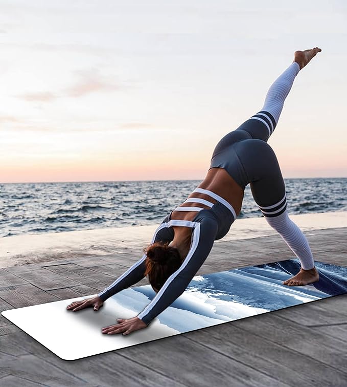 Non Slip Yoga Mat TPE Workout Mat for Men Women, Thick Workout Mat with Carrying Strap, Fitness Mats for Exercise, Yoga, Fitness, Pilates, Floor Workouts (72" x 24" x 6mm) - Bloomnest