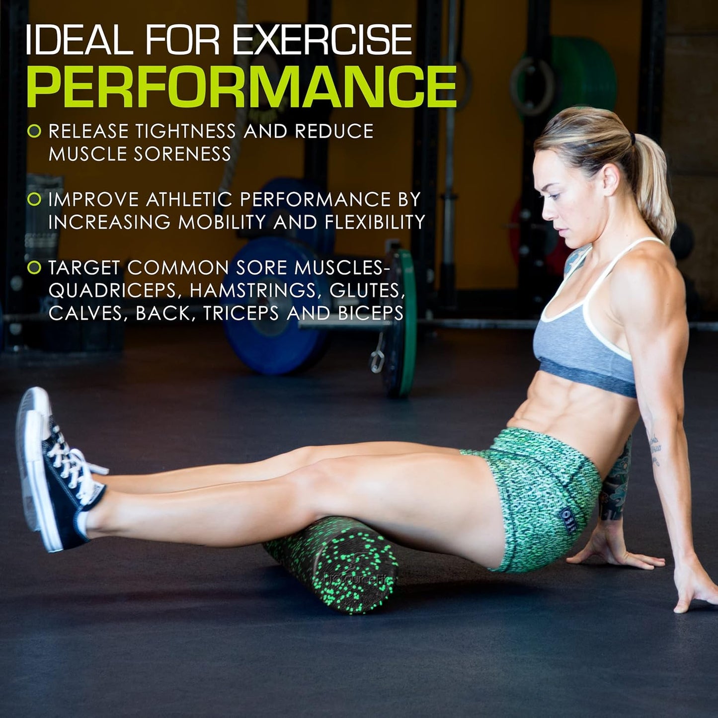 ProsourceFit High Density Foam Rollers 12 - inches Long, Firm Full Body Athletic Massage Tool for Back Stretching, Yoga, Pilates, Post Workout Muscle Recuperation, Black/Blue