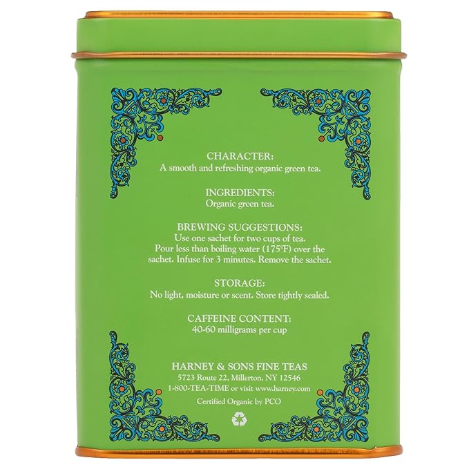 Harney Sons Organic Supreme Green, HT Tin 20 Sachets 1.4 oz 40 g - Bloomnest
