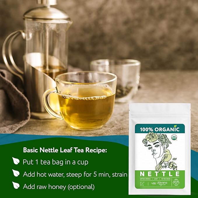 Nettle Tea Organic (40 Tea Bags) - Stinging Nettle Leaf TeaBags – Ortiga Tea for Optimal Health, Immune Support, Kidney - Te de Ortiga Organico Natural - Bloomnest