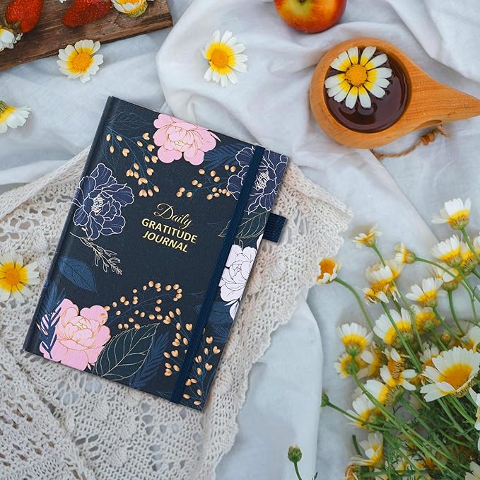 Gratitude Journal with 4 Inspirational Stickers: Undated Daily Gratitude Journal for Women and Men - More Happiness, Affirmation, and Mindfulness in A Few Minutes with Prompts & Quotes (Peony) - Bloomnest