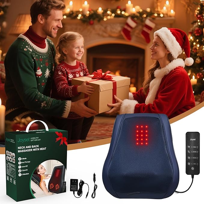 Joyset Back Massager for Back Pain Deep Tissue, Shiatsu Lower Back Neck Massager with Heat, 3D Kneading Massage Pillow for Neck Shoulder Legs, Gifts for Mom, Dad, Women - Bloomnest