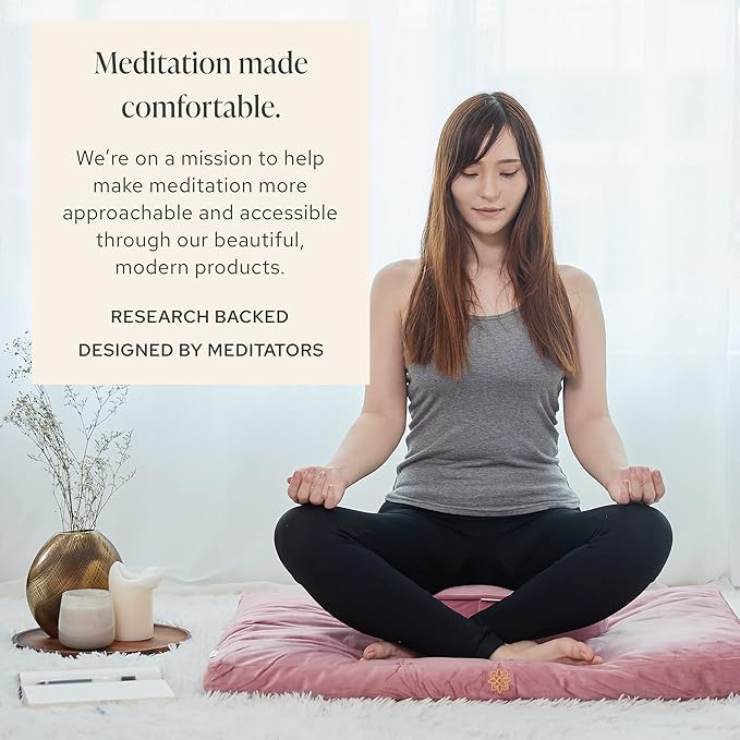 Mindful & Modern Zabuton Meditation Mat - Cotton Filled Yoga and Meditation Pad - Zabuton Meditation Cushion for Kneeling and Sitting Support - Large Rectangular Sitting Floor Pillow for Bench or Zafu
