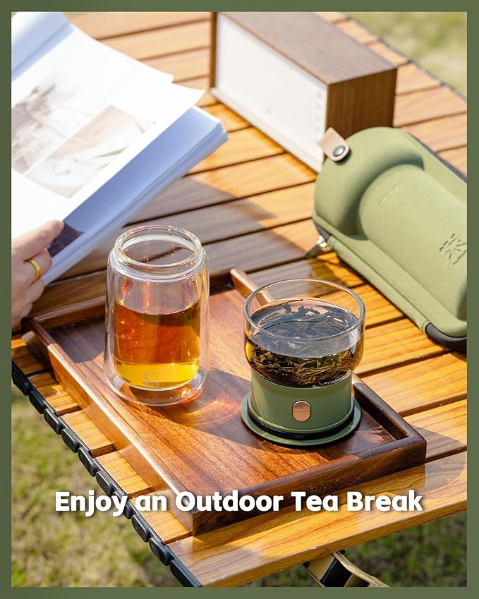 ZENS Modern Glass Infuser Teapot, Smart One Touch Tea Maker for Loose Tea Diffusers with Insulated Mug and Portable Case, Enchanted Teapot Alternatives for Tea Lover Gifts - Bloomnest