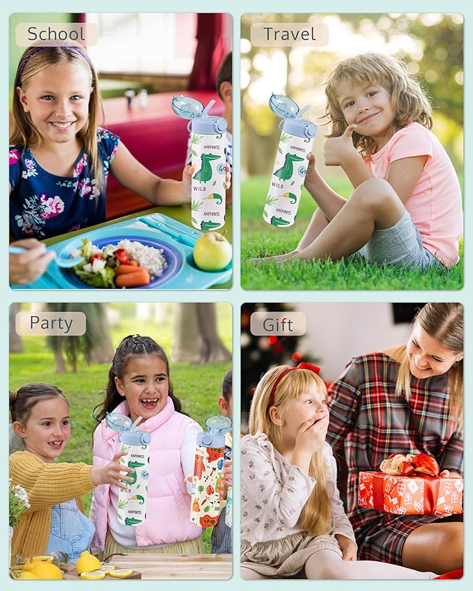 OFFNOVA 16oz Kids Sublimation Water Bottle Blank, Kids Sublimation Tumbler Bulk with with One-click Pop-up Straw, Children Sublimation Cups for Milk, Soda, Juice, Drinks (6 Pack) - Bloomnest