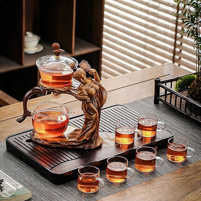 Semi Automatic Tea Set, Lazy Kungfu Tea Set, Lazy Kung Fu Drip Teapot, Magnetic Tea Pot With Magnetic Ball, Heat Resistant Gongfu Glass Teapot Set, Gift For Fathers Day, Thanksgiving Birthdays - Bloomnest