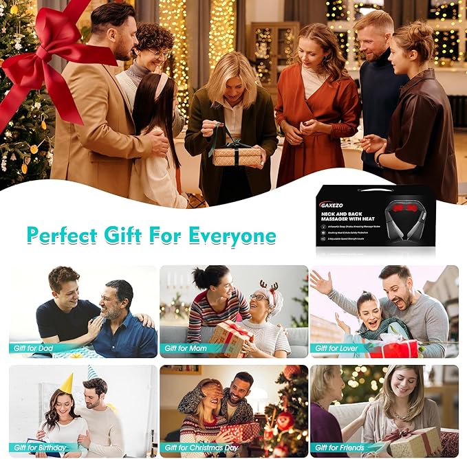 Shiatsu Back and Neck Massager with Heat, Deep Tissue Kneading Back Massager for Pain Relief, Electric 4D Shoulder Massage for Neck, Shoulder - Gifts for Men, Women (NOT Cordless)