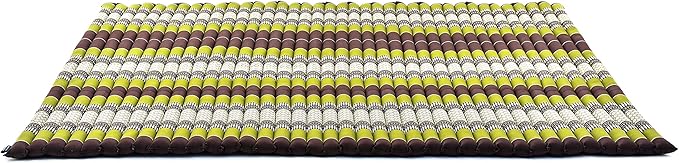 Leewadee - Foldable Floor Mattress - Japanese Roll Up Futon -Trifold Tatami Mat- Guest Floor Bed - Camping Mattress - Thai Massage Mat, Kapok Filled, 75 x 57 inches, Brown Green - Bloomnest