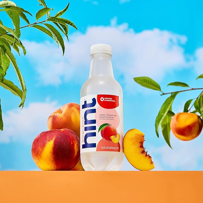 Hint Fruit-Infused Bottled Water, Georgia Peach - Sugar Free Flavored Water with Zero Calories, Naturally Flavored, and No Artificial Sweeteners - 16 Fl Oz (Pack of 12) - Bloomnest