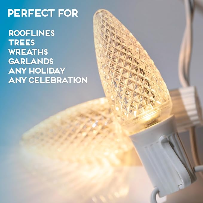 HLO Lighting Set of 500 Sun Warm White C9 Faceted LED Christmas Light Bulbs for Indoor & Outdoor Use | Durable Replacement Bulb - Bloomnest
