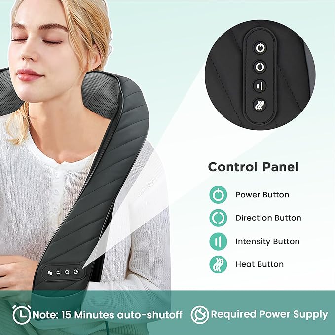 Snailax Neck Massager for Pain Relief Deep Tissue, Portable Shiatsu Shouder Back Massager with Heat, Gifts for Women and Men, Electric Massagers for Neck, Back, Shoulder - Bloomnest