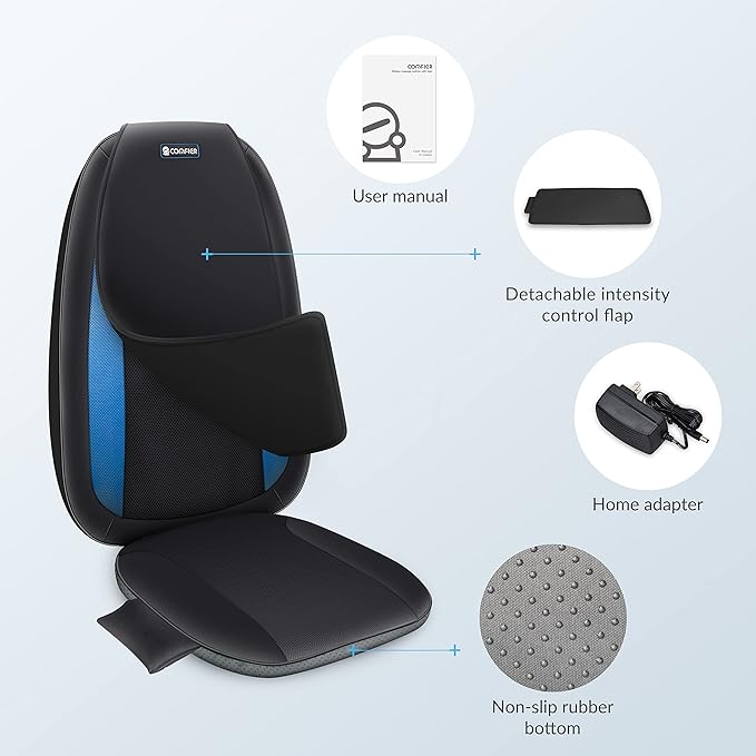 COMFIER Shiatsu Back Massager with Heat,Deep Tissue Kneading Massage Seat Cushion,Massage Chair Pad for Full Back,Body Massager for Home or Office Chair use - Bloomnest