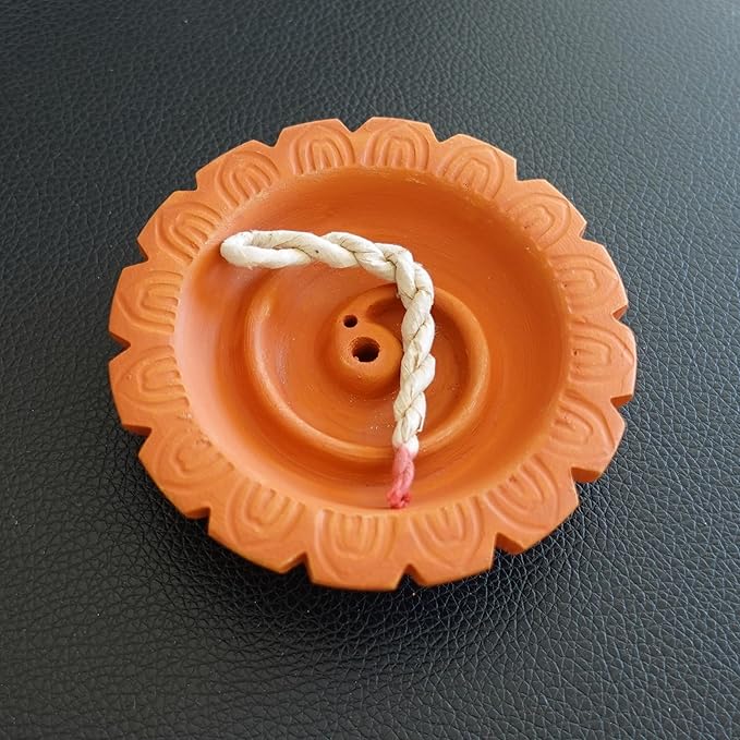 Clay Spiral Incense Burner | Handmade Clay Incense Holder | Holds 1 Regular, 1 Joss Stick and Rope Incenses | Incense Stand Ash Catcher | Rope Incense Burner - Bloomnest