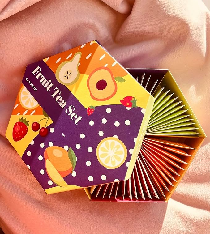ACORUS Fruit Luxury & Herbal Selection Tea Sets, Assorted Fruit and Herbal TeaBox, Tea Gift Sets, Natural Teas Variety Pack, Sampler 6 & 4 Flavors, 60 & 56 Bags Individually Wrapped - Bloomnest