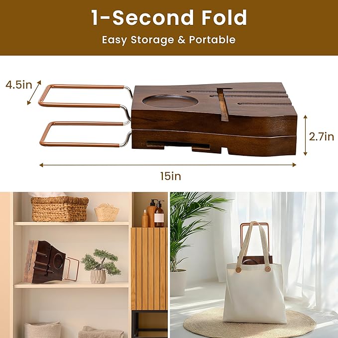 Teak Bathtub Tray Expandable Bathroom Tray for Home Spa Relaxation, Wooden Tray Caddy for Bathtub, Teak Bathtub Caddy as Unique Housewarming, Birthday, Wedding Shower Gifts. Dark Walnut - Bloomnest