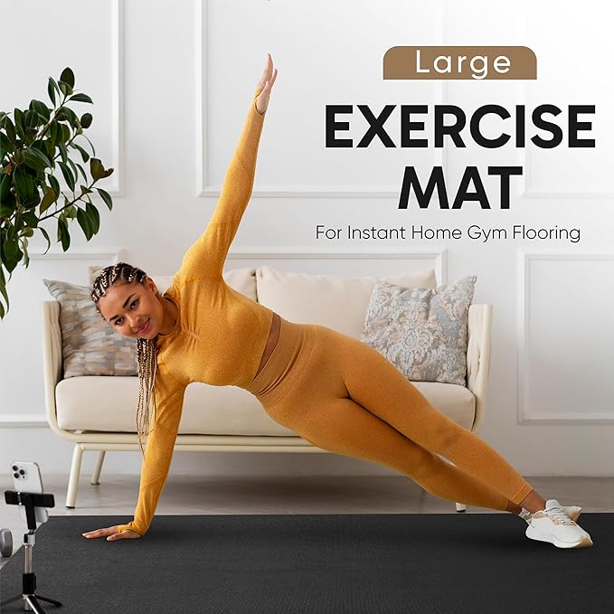 Gorilla Mats Premium Extra Large Exercise Mat – 9' x 6' x 1/4" Ultra Durable, Non-Slip, Workout Mat for Instant Home Gym Flooring – Works Great on Any Floor Type or Carpet – Use With or Without Shoes - Bloomnest