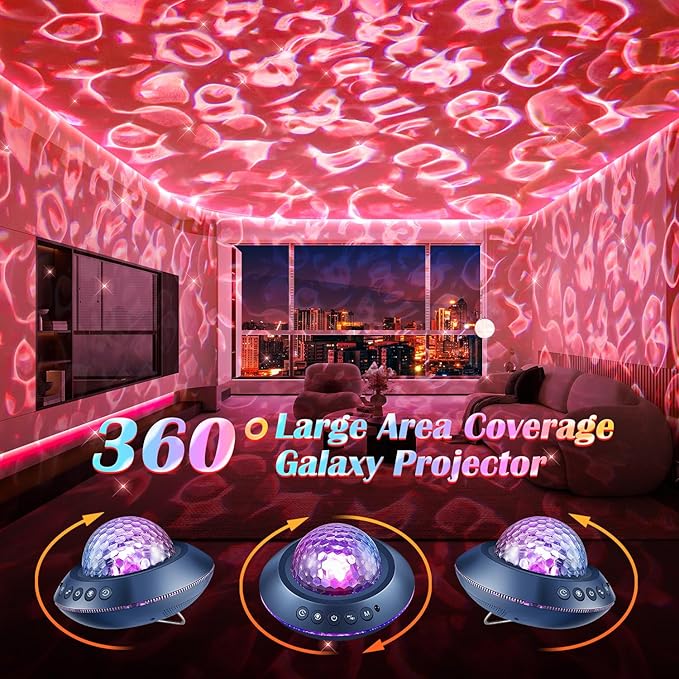 Mubarek Galaxy Projector for Bedroom, White Noises & Bluetooth Night Light Projector,360° Full Coverage Ceiling Projector Galaxy Light Projector,Remote Timer Night Sky Projector Ocean Light Projector - Bloomnest