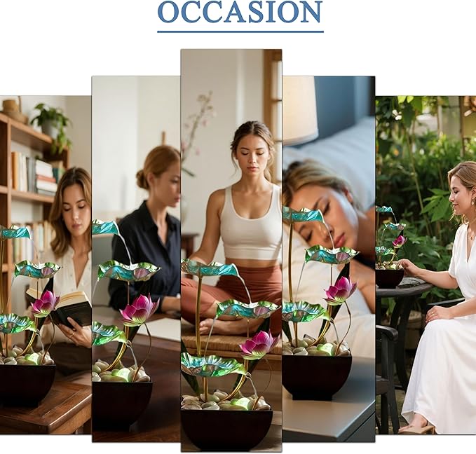 Generic Waterfall Pendulum with Lights Small Fountain Indoor Decompression Office Living Room Home Decor Art Country Style