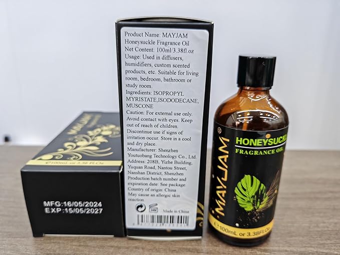 MAYJAM Honeysuckle Fragrance Oils Essential Oil - Honeysuckle Oil for Diffusers, 3.38FL.OZ/100ML Large Volume Fragrance Oil with Premium Glass Dropper - Bloomnest