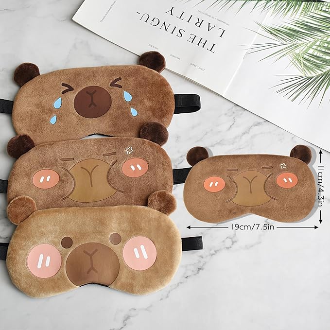 Cute Animal Sleeping Mask Sleep Mask, Funny Capybara Eye Masks for Travel Nap Sleeping Blindfold Eye Cover Eyeshade for Adult Teens Men Women - Angry Capybara, Brown - Bloomnest