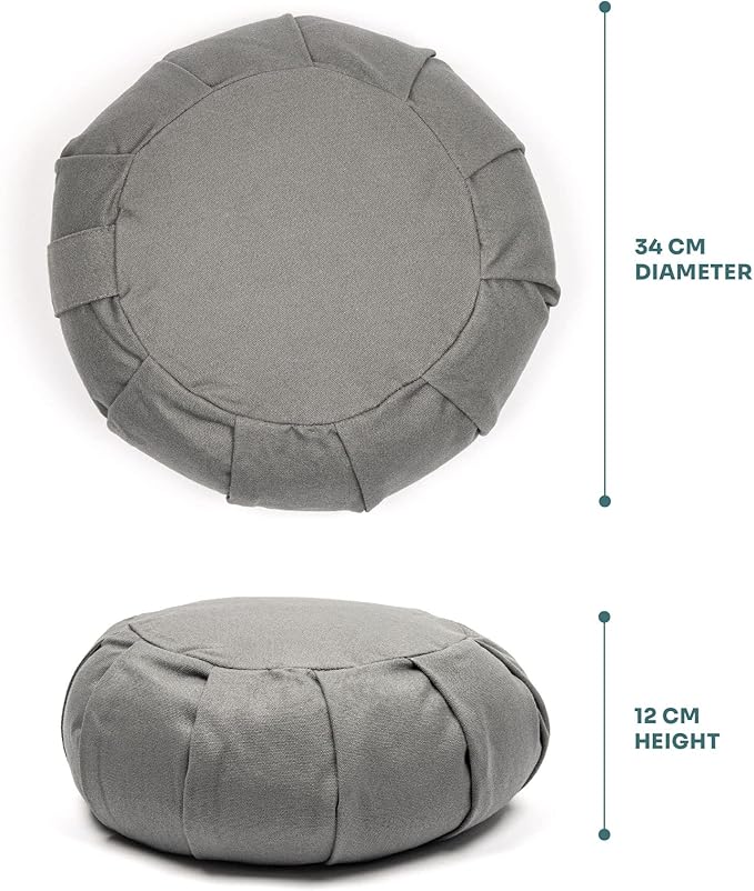Myga Zafu Yoga Meditation Cushion with Washable Cover - Floor Cushion Pillow with Natural Buckwheat Filling - Soft Round Cotton Design for Meditating or Pranayama Exercises - Bloomnest