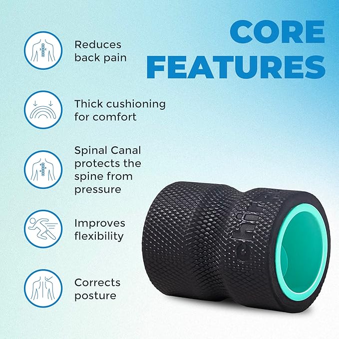 Chirp Wheel Foam Roller – Targeted Back & Neck Relief, Lumbar Spine Stretcher, Spinal Decompression Back Stretcher, Massage Roller with Density Foam for Physical Therapy, Supports 500lbs, 4-Inch Mint - Bloomnest