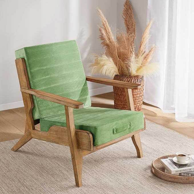 Codi Floor Cushions for Adults, Large Meditation Pillows with Thick Foam and Soft Tufted Covers, Washable Square Seating for Couch and Yoga Sitting, 22×22×5 inch Green