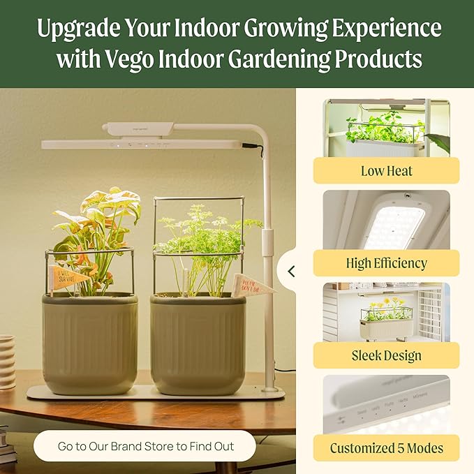 Vego garden Mini Planter Indoor Pots with Trellis Self-Watering Herb Countertop Planter for Climbing Vegetables Flowers Mint Plants Cage- Fog Gray - Bloomnest