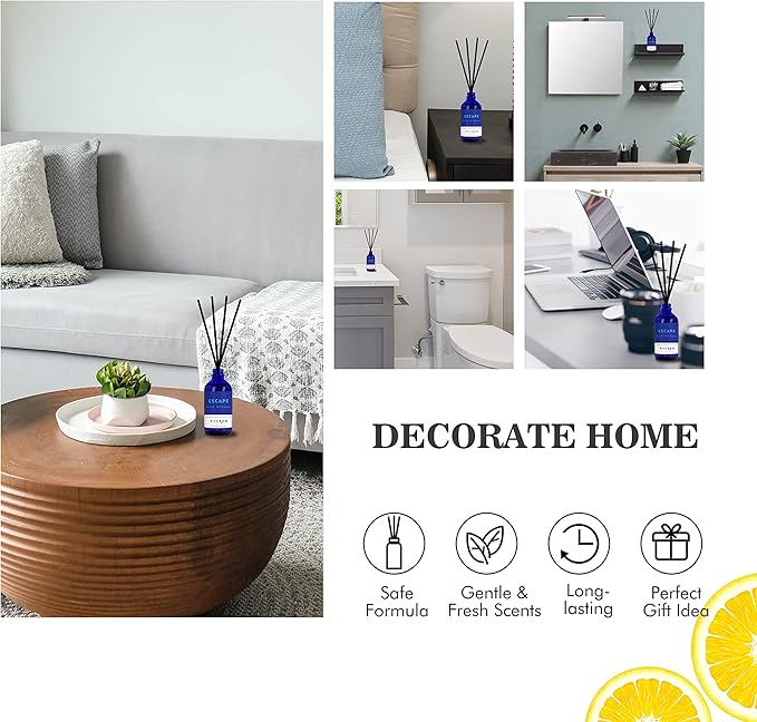 Reed Diffusers Set, 3.7 Oz Scent Diffuser, 6 Reed Diffuser Sticks, Home Fragrance Hyacinth, Peony & Citrus, Aromatherapy Oil Diffuser Reeds, More Masculine Scent, Bathroom & Office Decor 110ml - Bloomnest
