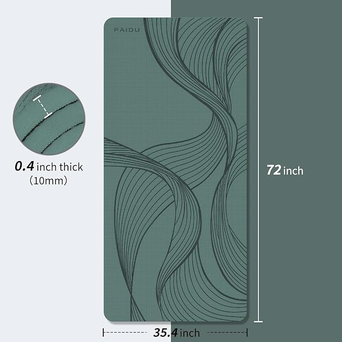 Large Yoga Mat-72’x36’x0.4’ Extra Width & Thick,Comfortable,Non-Slip Exercise Mat-Works Great on All Floor for Stretching,Yoga Studio,Gym or Home Workouts - Bloomnest