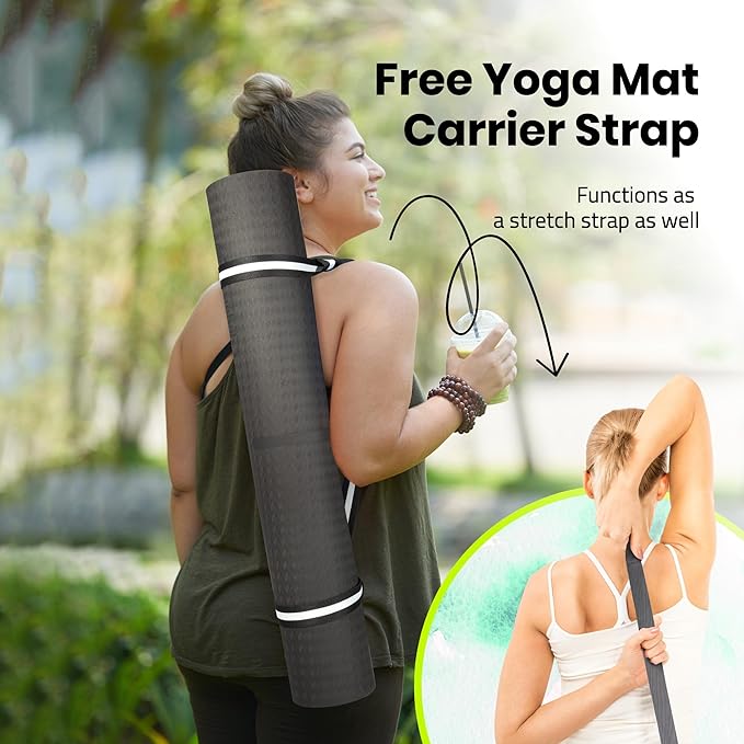Extra Wide Yoga Mat for Men Women (72"L x 36"W) Non Slip Fitness & Exercise Mat with Alignment Marks for Yoga, Pilates, Floor Workouts - Bloomnest