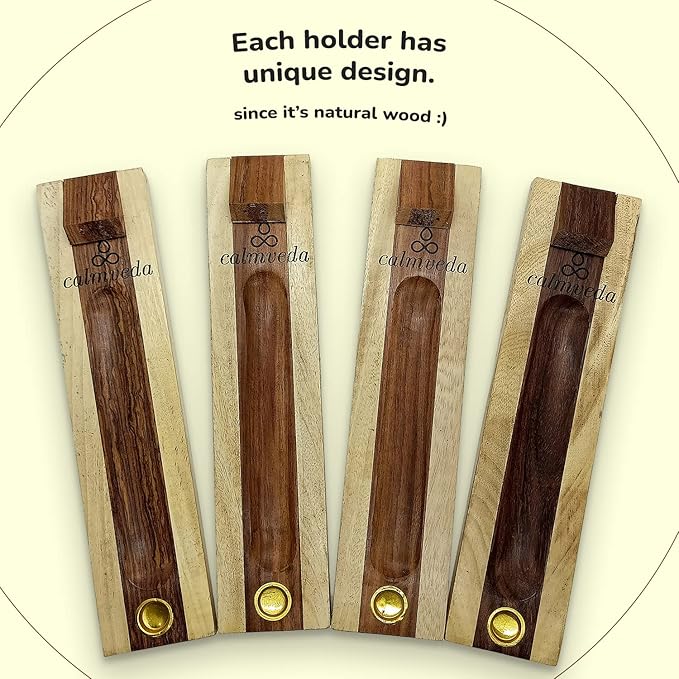 Rosewood Incense Holder for Sticks - 11 Inch Handmade Dual Incense Burners with Cone Holder | Beautiful Natural Wood Incense Stick Holder, for Meditation or Yoga Lovers - Bloomnest